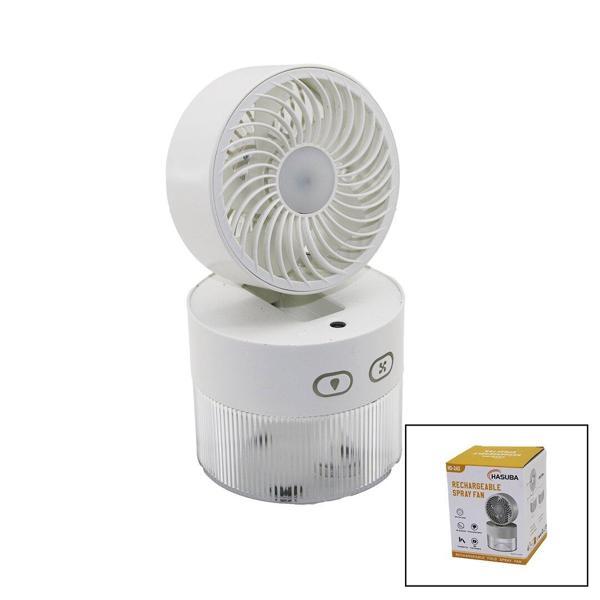 SU SPREYLİ  KATLANIR BAŞLIK - 90 DERECE IŞIKLI USB MİNİ FAN ÇAP=11.2CM - Y:13.5-20.5CM 3 KADEME HIZ  350ML (5250) - Image 1