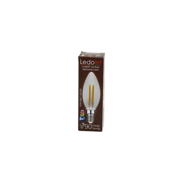 LEDOLET  4W=45W - E14   MUM  FLAMENT LED RUSTİK AMPUL  400LUMEN - 3000K   KIRILMAZ GÖVDE (5250) - Image 1