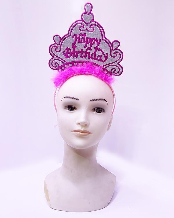 Happy Birthday Neon Pembe Renk Doğum Günü Tacı 24x15 cm (5250) - Image 1