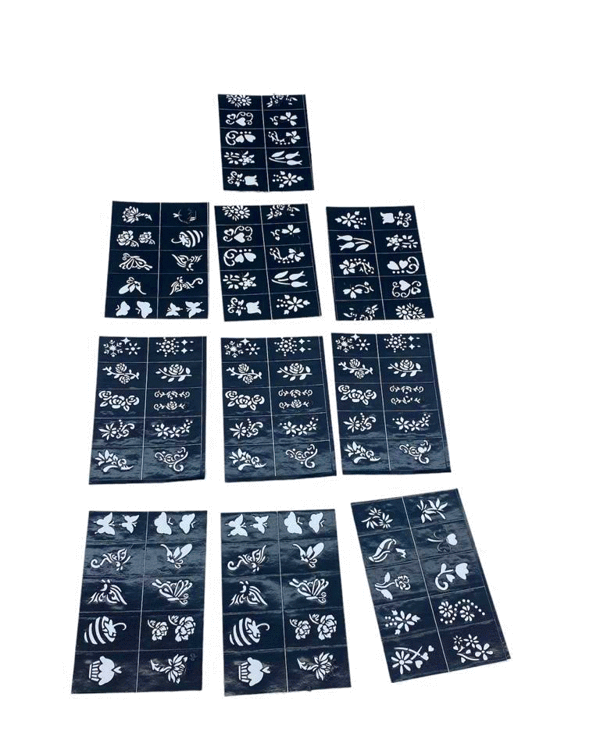 ÇİÇEKLİ 10X14CM TÜP KINA DESEN ÇIKARTMA ŞABLONU 12 PARÇA (5250) - Image 1