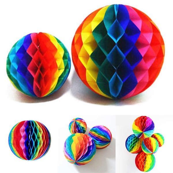 Gökkuşağı Renkli 30 cm Rengarenk Kağıt Süs Fener 1 Adet (5250) - Image 1