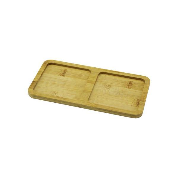 2 BÖLMELİ   DİKDÖRTGEN  AHŞAP BAMBU YAĞDANLIK ALTLIK  MİNİ TEPSİ   20X10X0.8CM (5250) - Image 1
