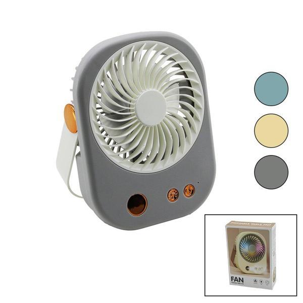 IŞIKLI MİNİ FAN MASA ÜSTÜ USB ŞARJLI 2İN1 KULP=TAŞIMA - DURUŞ 3 KADEME HIZ 15.5X12CM BJJ-565 (5250) - Image 1