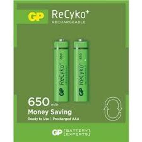 GP RECYKO 650mAh AAA ŞARJLI İNCE PİL 63C092  2Lİ KART (5250) - Image 1