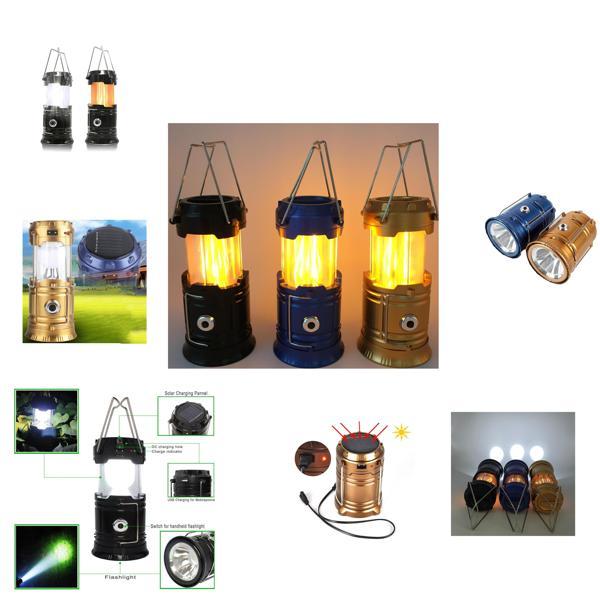 Solar Şarj Edilebilir Çok Fonksiyonlu Kamp Lambası Işıldak Powerbank (5250) - Image 1