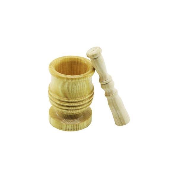 BÜYÜK BOY  LÜX AHŞAP HAVAN SARIMSAK DÖVECEK Ç: 8.3CM--D: 7CM--Y: 12CM FİLELİ AMBALAJ (5250) - Image 1