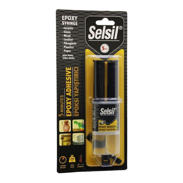 SELSİL EPOXY SYRINGE ADHESİVE ŞIRINGA EPOKSİ YAPIŞTIRICI 28GR. ALÜMİNYUM - CAM - PORSELEN - SERAMİK - AHŞAP - METAL (5250) - Image 1