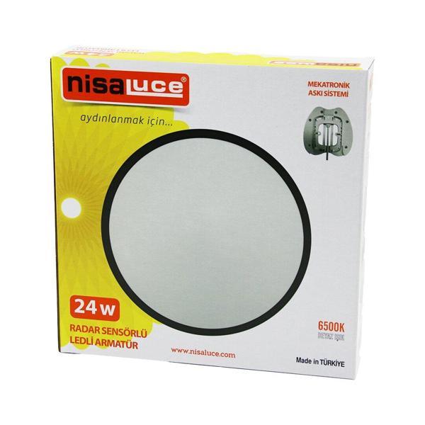 NİSALUCE EAMP-106/B 24W RADAR SENSÖRLÜ LEDLİ ARMATÜR BEYAZ ÇERÇEVE MEKATRONİK ASKI SİSTEMİ 6500K - 2160Lm (5250) - Image 1