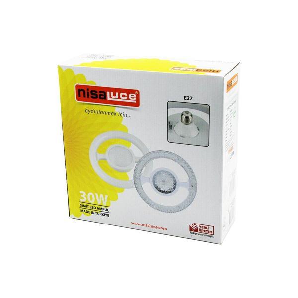 NİSALUCE EAMP-059/KB  MİKA KRİSTAL PLASTİK CAM   SİMİT MODEL  LED AMPUL  30W   E27   BEYAZ=6500K   2700 LUMEN (5250) - Image 1