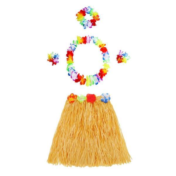 Luau Aloha Hawaii Kolye Etek Taç ve Bileklik Seti Turuncu (5250) - Image 1
