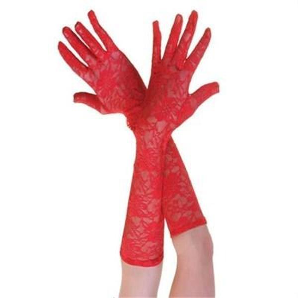 Kırmızı Renk Orta Boy Dantelli Eldiven (5250) - Image 1
