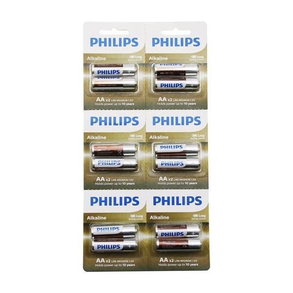 PHILIPS  ALKALİNE KALEM - AA - 1.5V  PİL  12PCS= 2Lİ X 6 (5250) - Image 1