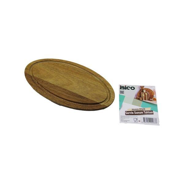 AKASYA OVAL AHŞAP SERVİS SUNUM TEPSİ - TAHTASI  MİNİ TEPSİ   25 X 14 X 1.4CM (5250) - Image 1