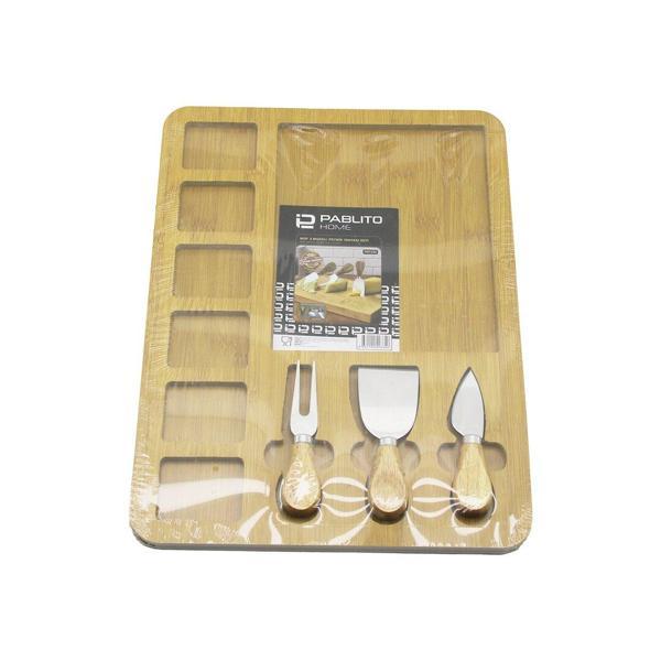 DİKDÖRTGEN  6+1 BÖLMELİ   MDF  KAHVALTI PEYNİR SUNUM PANOSU 3 BIÇAK=AHŞAP SAP 30X39.5CM (5250) - Image 1