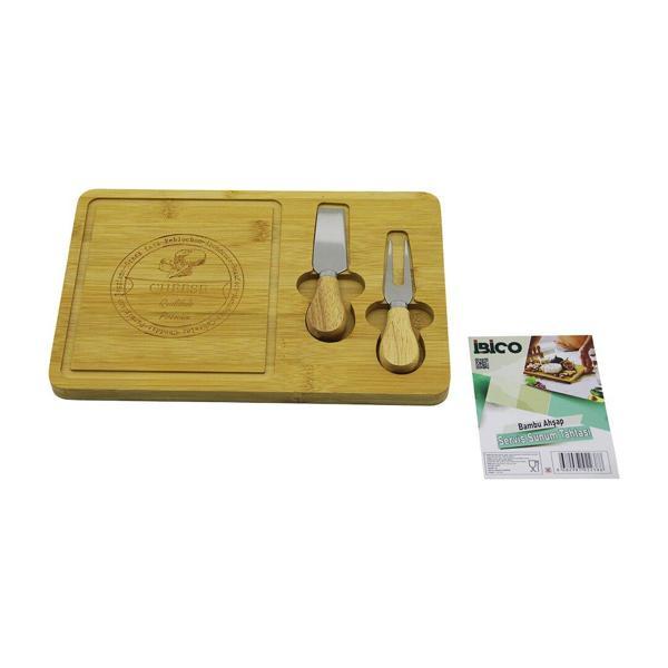 BIÇAK SAĞ AHŞAP BAMBU KAHVALTI PEYNİR SUNUM PANO 2PEYNİR BIÇAK=AHŞAP SAPLI19X29X1.5CM (5250) - Image 1