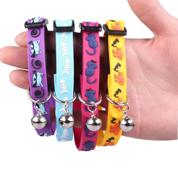 Çıngıraklı Zilli Sevimli Renkli Slikon Kedi Köpek Boyun Tasması (5250) - Image 1