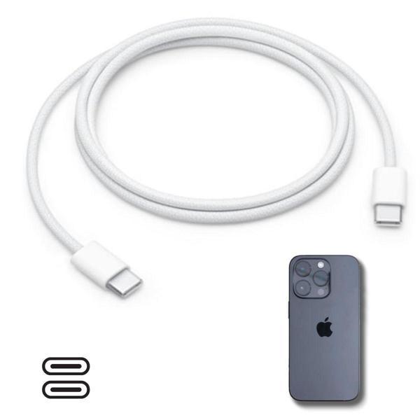 Apple 15/15 Pro Type-C to Type-C Hasır Örgü Hızlı Şarj Kablosu (1m) (5250) - Image 1