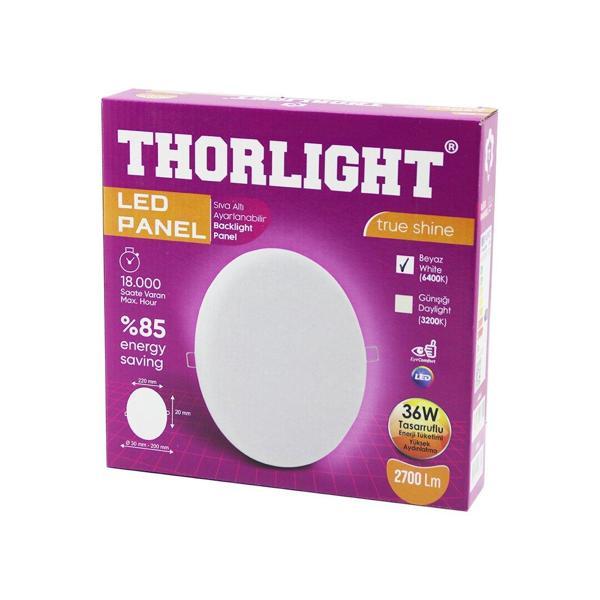 THORLIGHT S-236 36W 22CM BEYAZ LED PANEL SIVA ALTI AYARLI MANDALLI 6400K - 2700LM - 18000 SAAT - 2835 SMD (5250) - Image 1
