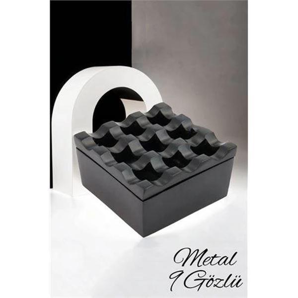 Turk Rexite Siyah Metal 9 Gözlü Kül Tablası - Image 1