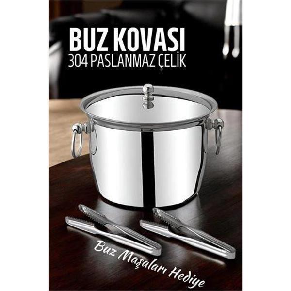 Turk Buz Kovası 304 Paslanmaz Çelik ve Buz Maşası Seti Buz Termosu - Image 1