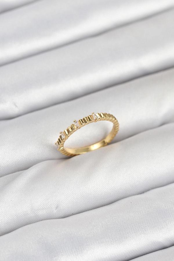 Pirinç Gold Renk Lazer Kesim Kadın Yüzük 3892 - Image 1