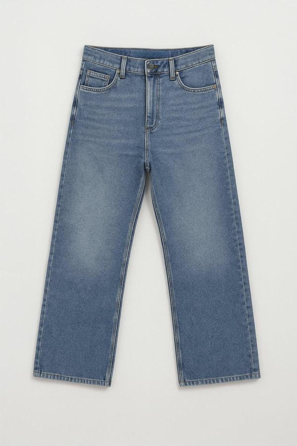 Kadın Yüksek Bel Wide Leg Mavi Jean Pantolon - Image 1