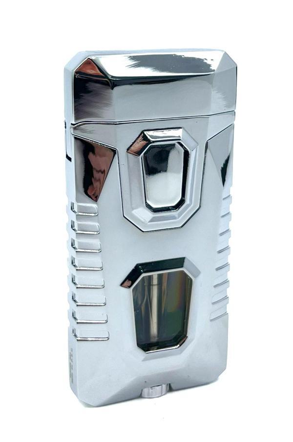 Metal Çift Yanmalı Işıklı Çakmak - Gri - Image 1