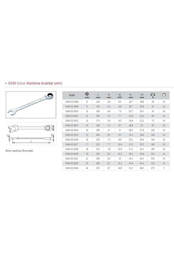 İzeltaş 9 Mm Cırcırlı Kombine Anahtar 0340 02 0009 - Image 1