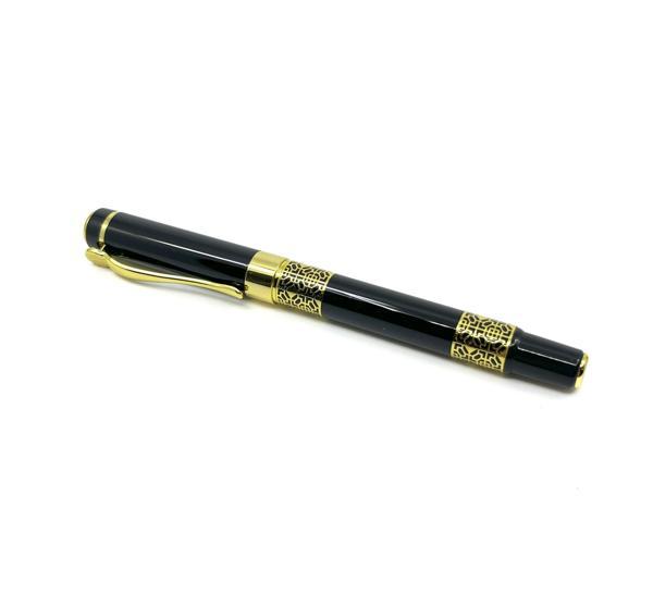 Premium Metal Roller Tükenmez Kalem Retro Desen - Gold/Black - Image 1
