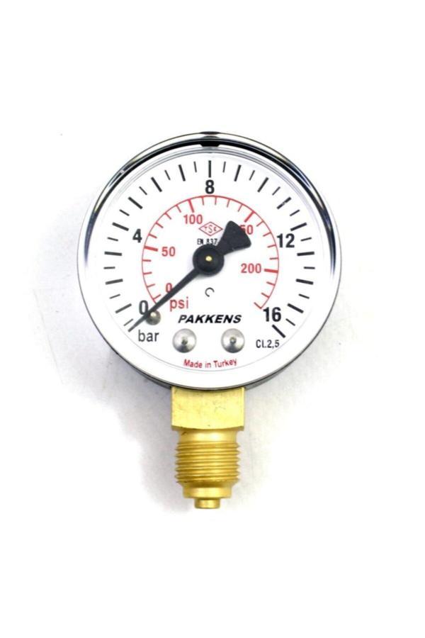 Pakkens Çap 63 0/16 Bar Kuru Tip Basınç Ölçer, Manometre, Basınç Göstergesi 1/4'' - Image 1