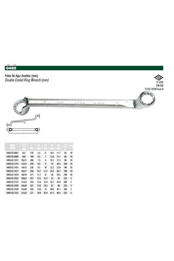 Elta 21X23 Yıldız Iki Ağız Anahtar 0450 03 2123 - Image 1