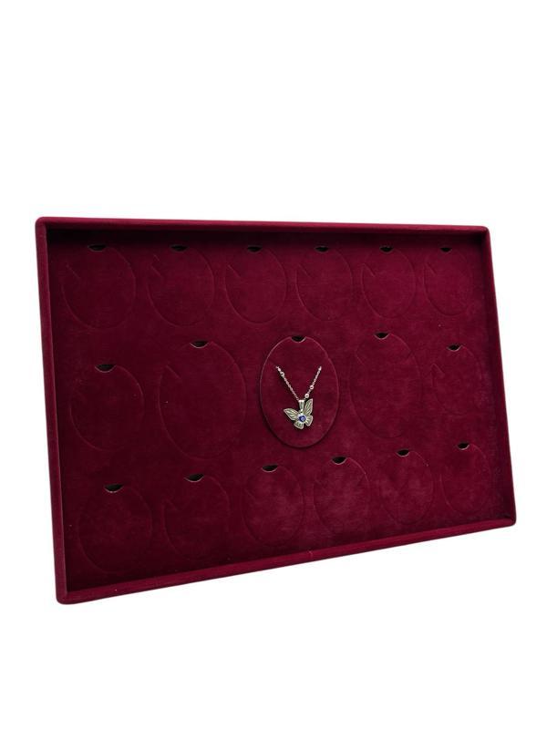 Süet Kumaş Bordo 34-24 Cm Ayaklı 17 Pedli Kolye Tabla Stand - Image 1