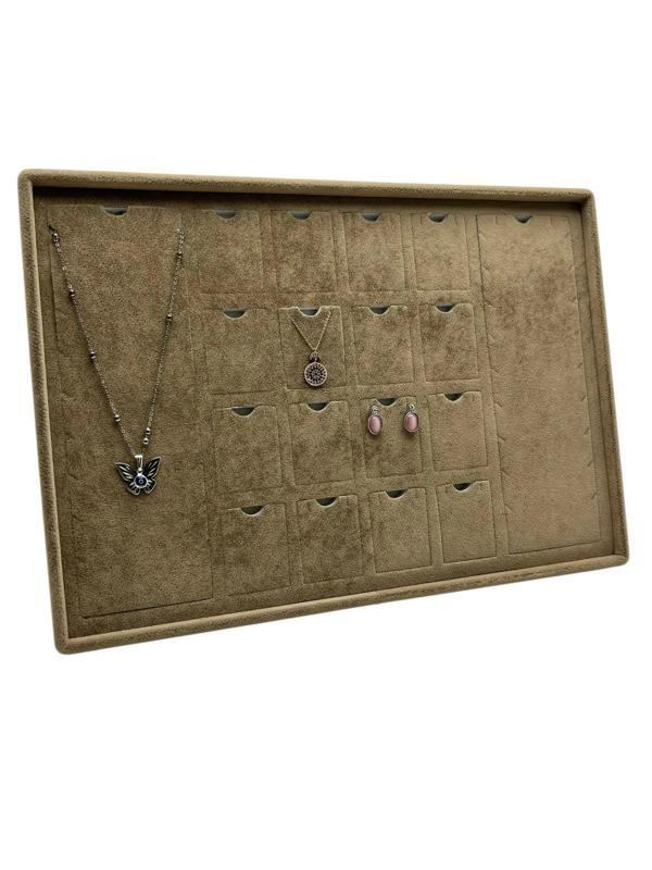 Süet Kumaş Kahve 34-24 Cm Ayaklı 18 Pedli Kolye Tabla Stand - Image 1