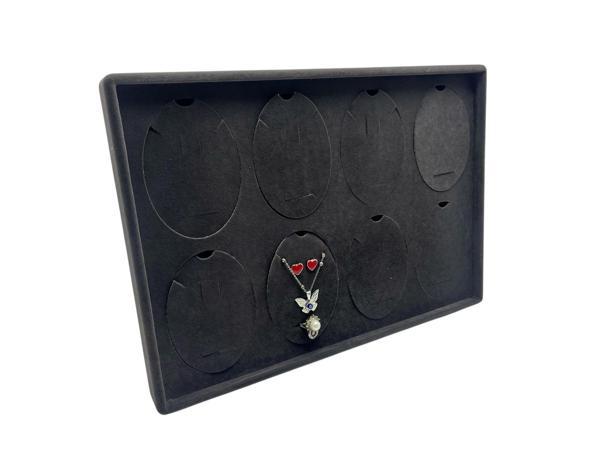 Süet Kumaş Siyah 34-24 Cm Ayaklı 8 Pedli Kolye Tabla Stand - Image 1