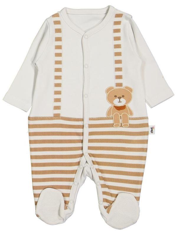 Civil Baby Ayıcık Çizgili Empirme  Zıbın Setleri - Kahverengi0-1 Ay - Image 1