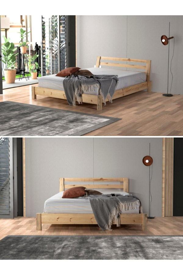 Yapsa Home Mobilya Hale Doğal Masif Ahşap Karyola - Image 1
