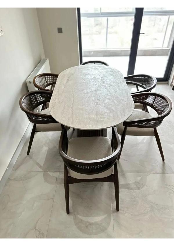Luis 6 Sandalyeli İskandinav Tarzı Oval Masa Takım - Image 1