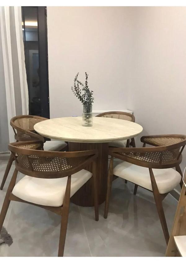 Lotus İskandinav Tarzı 4 Sandalyeli Yuvarlak Masa Takımı - Image 1