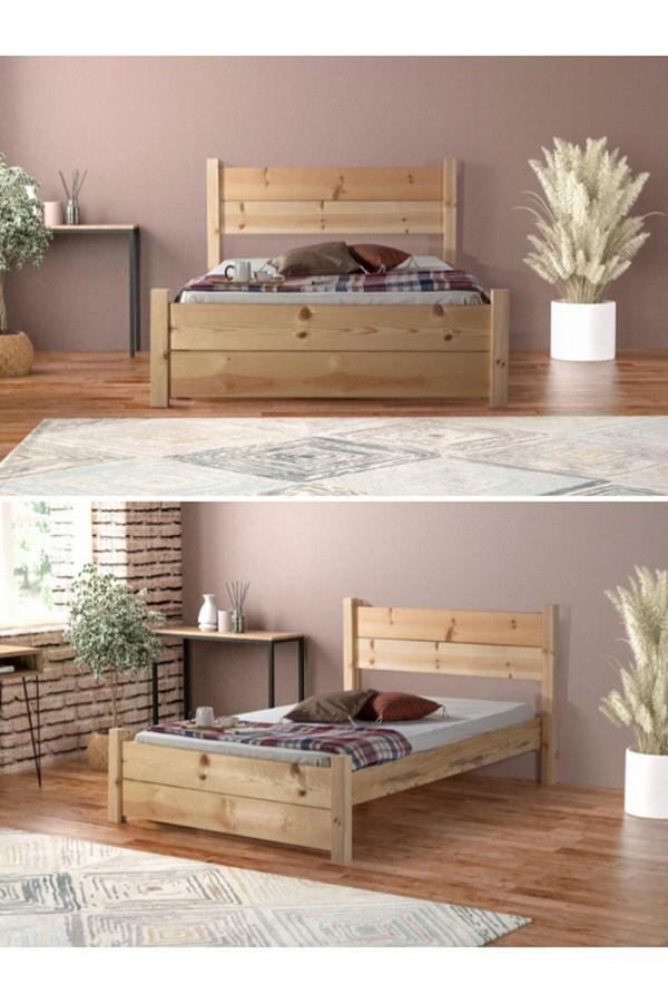 Yapsa Home Mobilya Tina-Doğal Ahşap Masif Karyola - Image 1