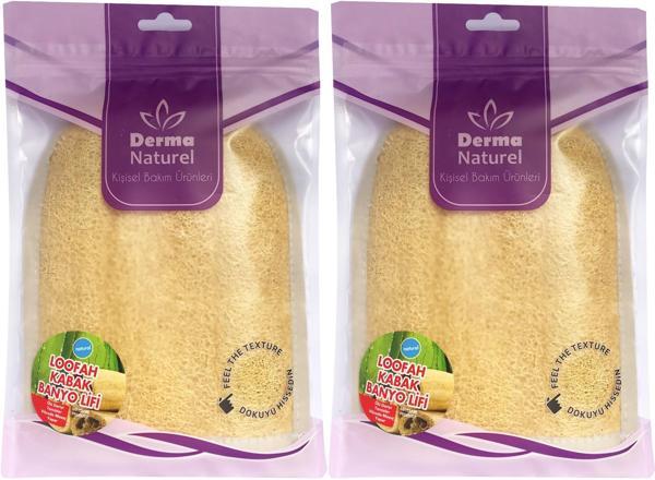 Derma Naturel Loofah Kabak Havlu Banyo Eldiveni (15*24CM) MS-11 (2 Li Set) - Image 1