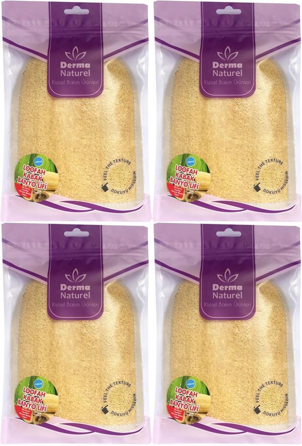 Derma Naturel Loofah Kabak Havlu Banyo Eldiveni (15*24CM) MS-11 (4 Lü Set) - Image 1