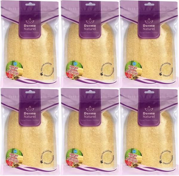 Derma Naturel Loofah Kabak Havlu Banyo Eldiveni (15*24CM) MS-11 (6 Lı Set) - Image 1