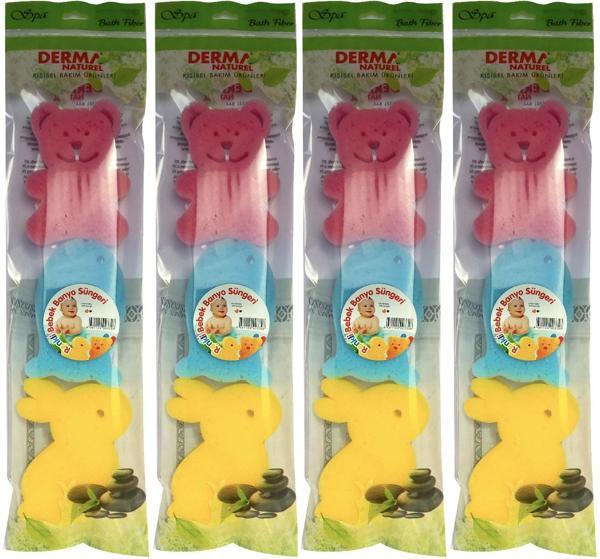 Derma Naturel 3 Lü Renkli Bebek Banyo Süngeri (4 Lü Set) - Image 1