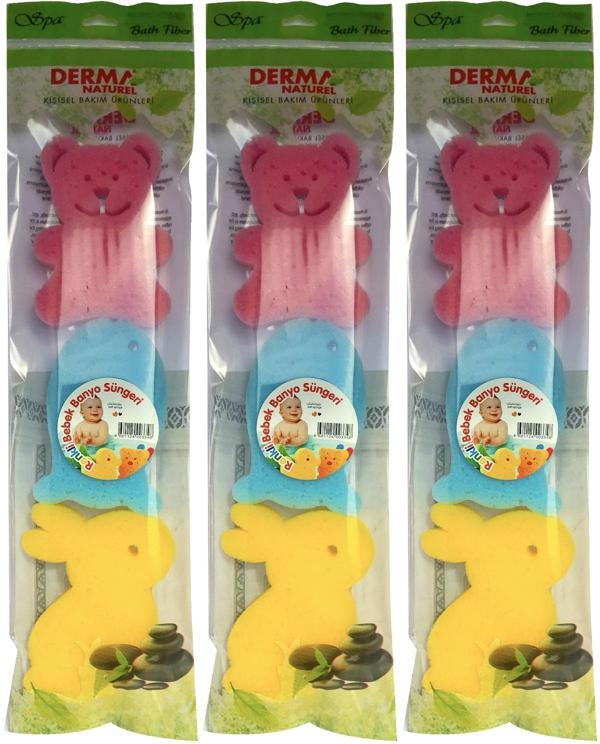 Derma Naturel 3 Lü Renkli Bebek Banyo Süngeri (3 Lü Set) - Image 1