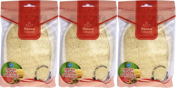 Derma Naturel Loofah Kabak Banyo ve Yüz Lifi (15*24CM) MS-10 (3 Lü Set) - Image 1