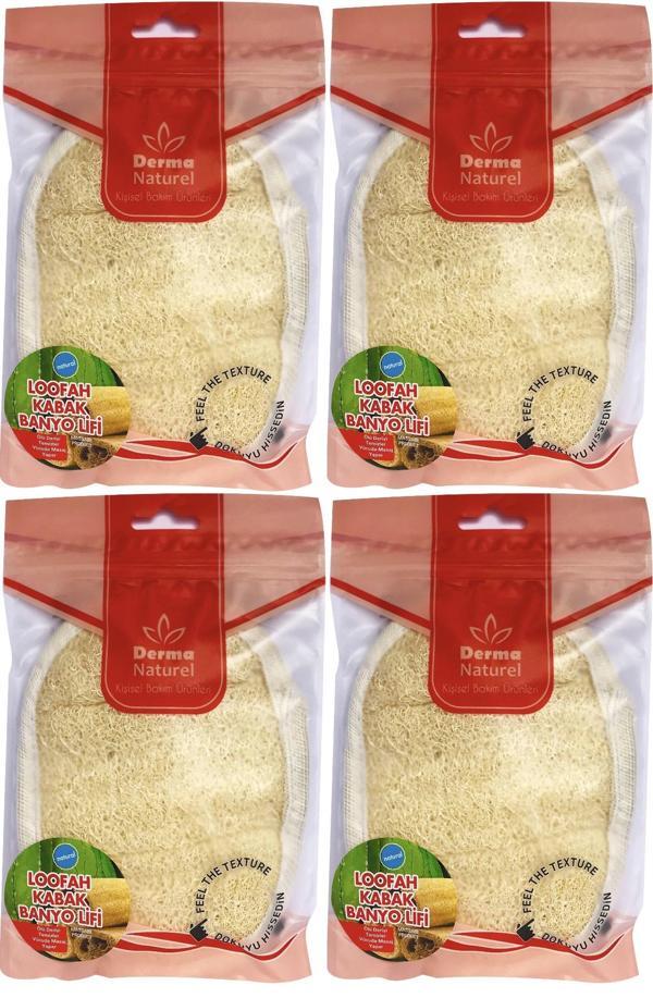 Derma Naturel Loofah Kabak Banyo ve Yüz Lifi (15*24CM) MS-10 (4 Lü Set) - Image 1