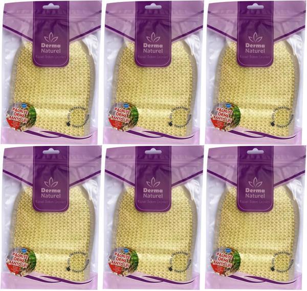 Derma Naturel Palmiye Lifi Örme Banyo Eldiveni (15*24CM) MS-04 (6 Lı Set) - Image 1
