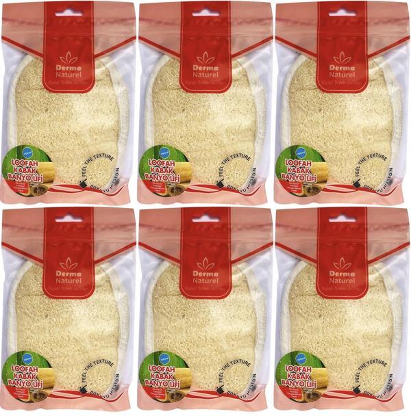 Derma Naturel Loofah Kabak Banyo ve Yüz Lifi (15*24CM) MS-10 (6 Lı Set) - Image 1