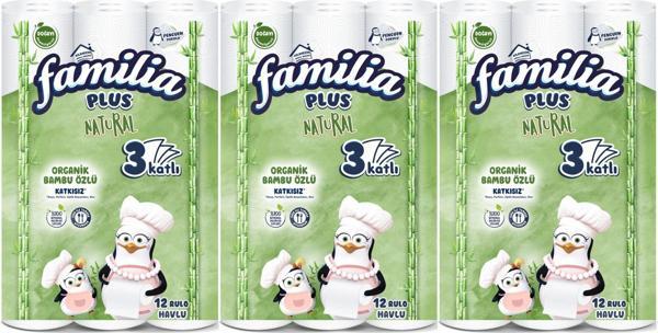 Familia Kağıt Havlu Natural (3 Katlı) Organik Bambu özlü 36 Lı Pk  (3PK*12) - Image 1