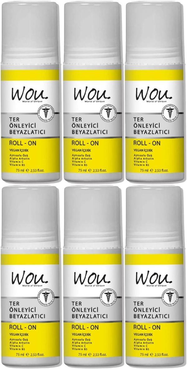 Wou World Of Unique Roll-On Unisex Deodorant 75ML Ter Önleyici Beyazlatıcı (6 Lı Set) - Image 1
